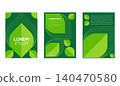 Abstract green brochure design. Geometric green leaf presentation layout. Creative green presentation template. Vector template for brochure, poster, flyer, cover, website, slider. 140470580