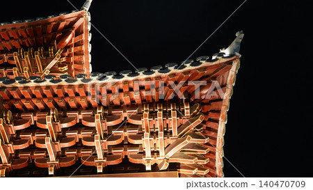 Ornate Temple Roof Architecture in Red and Gold Ornate Temple Roof Architecture in Red and Gold 140470709