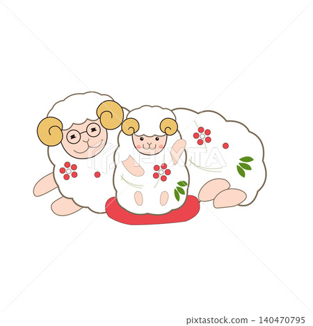 New Year's sheep illustration New Year's sheep illustration 140470795