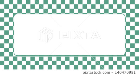 Japanese-style frame with celadon-colored checkered pattern and copy space. 140470981