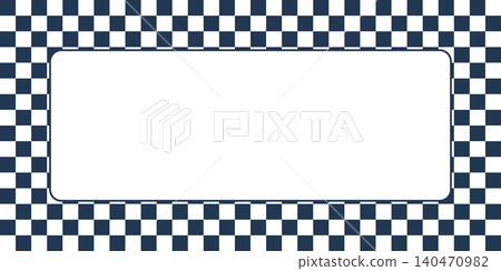 Japanese-style frame with dark blue checkered pattern and copy space. Japanese-style frame with dark blue checkered pattern and copy space. 140470982