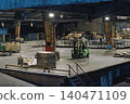 Nighttime transportation company, nighttime logistics warehouse, logistics, transportation, logistics, transport, forklift, truck, cargo, work 140471109