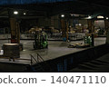 Nighttime transportation company, nighttime logistics warehouse, logistics, transportation, logistics, transport, forklift, truck, cargo, work 140471110