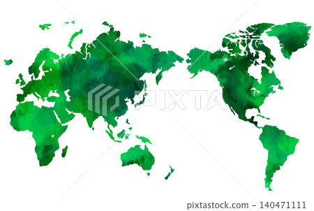 水彩風格向量世界地圖(綠色) 水彩風格向量世界地圖(綠色) 140471111