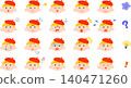 A set of illustrations featuring a young woman with short blonde hair and a beret, with various facial expressions. 140471260