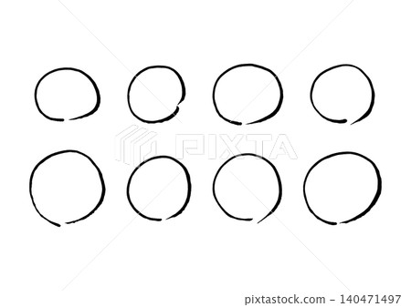 A set of large black circles written with a brush, evoking a Japanese aesthetic. A set of large black circles written with a brush, evoking a Japanese aesthetic. 140471497