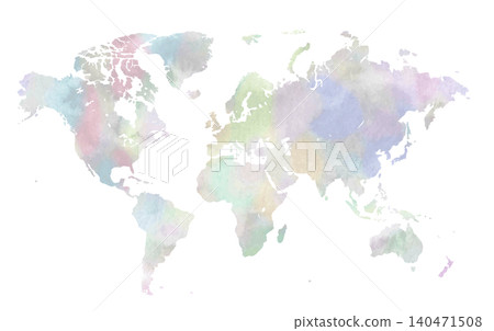 Watercolor-style vector world map centered on Europe, smoky and colorful. Watercolor-style vector world map centered on Europe, smoky and colorful. 140471508