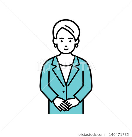 A female office worker in a suit bows. A female office worker in a suit bows. 140471785