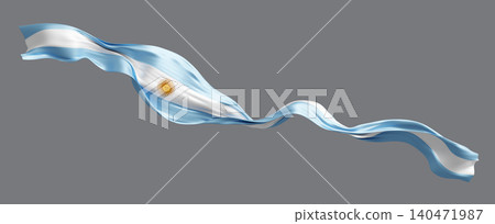Argentina flag ribbon flowing isolated on grey background 3D render Argentina flag ribbon flowing isolated on grey background 3D render 140471987
