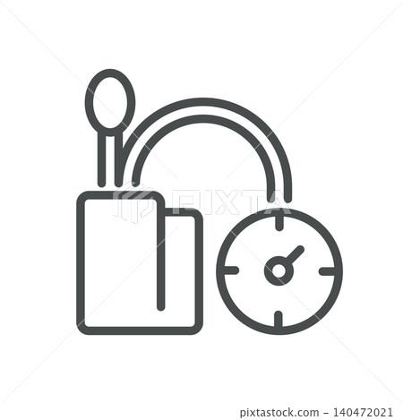 Blood Pressure Monitor Vector Line Icon: Sphygmomanometer Cuff and Gauge Medical Device for Blood Pressure Measurement, Editable Stroke, Isolated Blood Pressure Monitor Vector Line Icon: Sphygmomanometer Cuff and Gauge Medical Device for Blood Pressure Measurement, Editable Stroke, Isolated 140472021