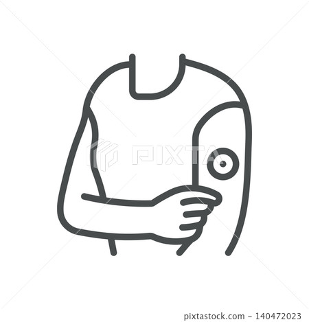Continuous Glucose Monitor Vector Line Icon: CGM Sensor on Arm for Diabetes Glucose Tracking, Editable Stroke, Isolated 140472023