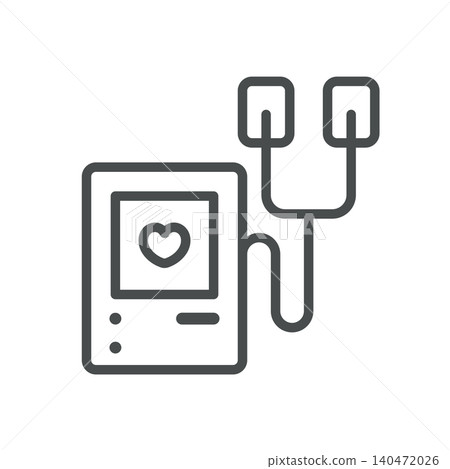 Defibrillator Vector Line Icon: AED Heart Resuscitation Device with Electrode Pads, Editable Stroke, Isolated Defibrillator Vector Line Icon: AED Heart Resuscitation Device with Electrode Pads, Editable Stroke, Isolated 140472026