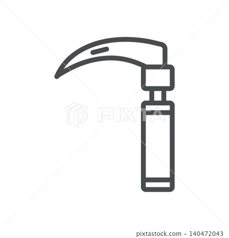Laryngoscope Vector Line Icon: Curved Airway Intubation Tool for Anesthesia and Emergency Procedure, Editable Stroke, Isolated 140472043