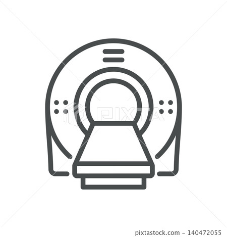 MRI Scanner Vector Line Icon: Magnetic Resonance Imaging Machine for Hospital Radiology Diagnosis, Editable Stroke, Isolated 140472055