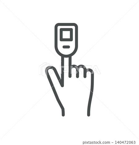 Pulse Oximeter Icon, Finger Blood Oxygen Saturation Monitor and Diagnostic Device, Simple Thin Linear Outline Vector Sign. Pulse Oximeter Icon, Finger Blood Oxygen Saturation Monitor and Diagnostic Device, Simple Thin Linear Outline Vector Sign. 140472063