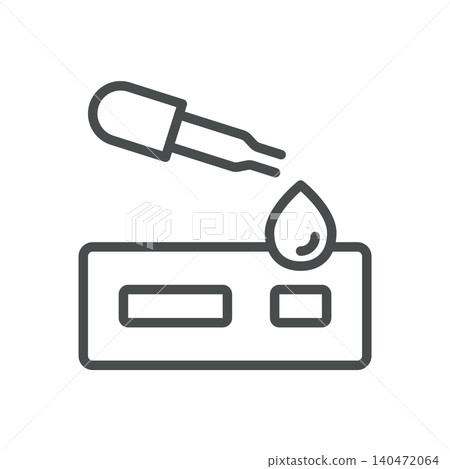 Rapid Test Kit Icon, Diagnostic Cassette with Dropper and Sample Drop for Lab Screening, Simple Thin Linear Outline Vector Sign. Rapid Test Kit Icon, Diagnostic Cassette with Dropper and Sample Drop for Lab Screening, Simple Thin Linear Outline Vector Sign. 140472064
