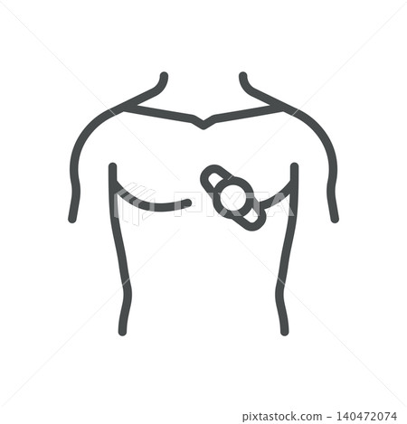 Wearable ECG Patch Icon, Cardiac Monitoring Sensor on Chest and Heart Rhythm Tracking Device, Simple Thin Linear Outline Vector Sign. Wearable ECG Patch Icon, Cardiac Monitoring Sensor on Chest and Heart Rhythm Tracking Device, Simple Thin Linear Outline Vector Sign. 140472074