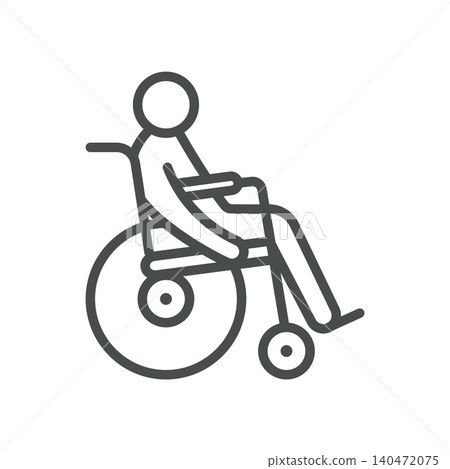 Wheelchair Icon, Mobility Aid Chair and Disabled Accessibility Equipment Symbol, Simple Thin Linear Outline Vector Sign. Wheelchair Icon, Mobility Aid Chair and Disabled Accessibility Equipment Symbol, Simple Thin Linear Outline Vector Sign. 140472075