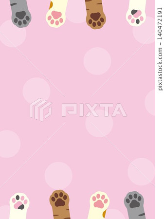 Cute vertical frame illustration of a cat's paw - pink Cute vertical frame illustration of a cat's paw - pink 140472191