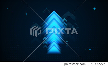 Set of arrows moving up on dark blue background. the bright arrows upward growth trend. blue arrow uptrend design showcases multiple arrows rising, symbolizing growth Set of arrows moving up on dark blue background. the bright arrows upward growth trend. blue arrow uptrend design showcases multiple arrows rising, symbolizing growth 140472274
