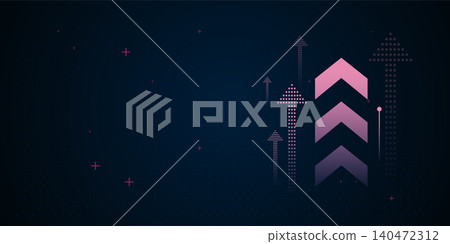 Set of arrows moving up on dark blue background. the bright arrows upward growth trend. blue arrow uptrend design showcases multiple arrows rising, symbolizing growth Set of arrows moving up on dark blue background. the bright arrows upward growth trend. blue arrow uptrend design showcases multiple arrows rising, symbolizing growth 140472312