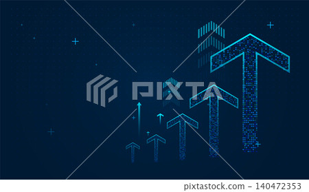 Set of arrows moving up on dark blue background. the bright arrows upward growth trend. blue arrow uptrend design showcases multiple arrows rising, symbolizing growth Set of arrows moving up on dark blue background. the bright arrows upward growth trend. blue arrow uptrend design showcases multiple arrows rising, symbolizing growth 140472353