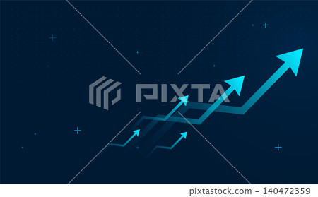 Set of arrows moving up on dark blue background. the bright arrows upward growth trend. blue arrow uptrend design showcases multiple arrows rising, symbolizing growth Set of arrows moving up on dark blue background. the bright arrows upward growth trend. blue arrow uptrend design showcases multiple arrows rising, symbolizing growth 140472359