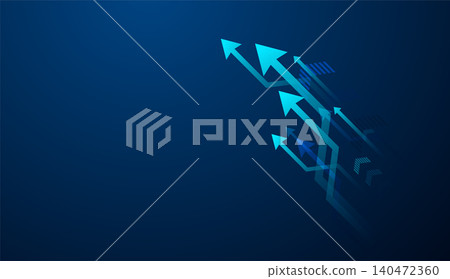 Set of arrows moving up on dark blue background. the bright arrows upward growth trend. blue arrow uptrend design showcases multiple arrows rising, symbolizing growth Set of arrows moving up on dark blue background. the bright arrows upward growth trend. blue arrow uptrend design showcases multiple arrows rising, symbolizing growth 140472360