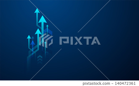 Set of arrows moving up on dark blue background. the bright arrows upward growth trend. blue arrow uptrend design showcases multiple arrows rising, symbolizing growth Set of arrows moving up on dark blue background. the bright arrows upward growth trend. blue arrow uptrend design showcases multiple arrows rising, symbolizing growth 140472361