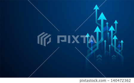 Set of arrows moving up on dark blue background. the bright arrows upward growth trend. blue arrow uptrend design showcases multiple arrows rising, symbolizing growth Set of arrows moving up on dark blue background. the bright arrows upward growth trend. blue arrow uptrend design showcases multiple arrows rising, symbolizing growth 140472362