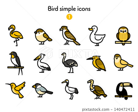 簡易圖示集:鳥 1 簡易圖示集:鳥 1 140472411