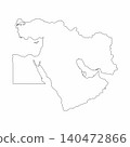 Map of the Middle East. Iran and Israel on the world map. Middle Eastern linear map. 140472866