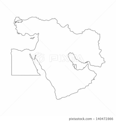 Map of the Middle East. Iran and Israel on the world map. Middle Eastern linear map. Map of the Middle East. Iran and Israel on the world map. Middle Eastern linear map. 140472866