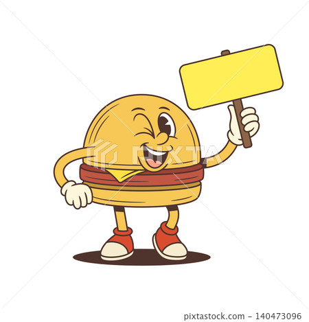 Winking Cartoon Hamburger Character Giving Thumbs Up Holding Sign Vector Illustration Winking Cartoon Hamburger Character Giving Thumbs Up Holding Sign Vector Illustration 140473096