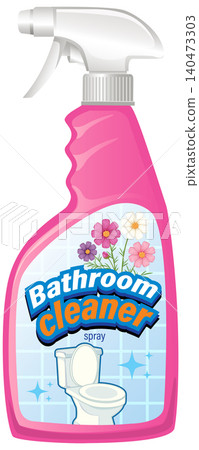 Pink Bathroom Cleaner Spray Bottle with Toilet Illustration Pink Bathroom Cleaner Spray Bottle with Toilet Illustration 140473303