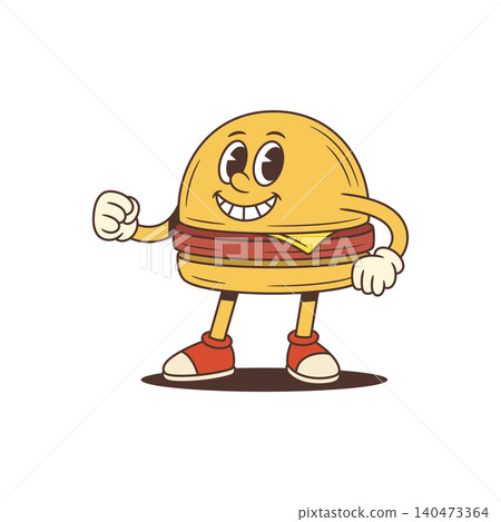 Running Hamburger With A Big Smile Retro Cartoon Character Vector Illustration Running Hamburger With A Big Smile Retro Cartoon Character Vector Illustration 140473364