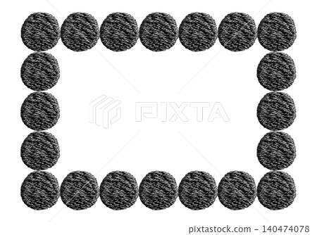 [Round motif horizontal frame] Hand embroidered illustration material 140474078