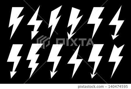 White lightning bolt icons White lightning bolt icons 140474595
