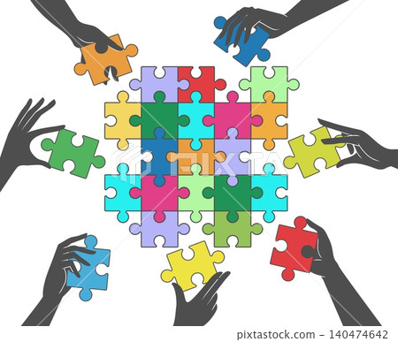 Hands holding puzzle pieces Hands holding puzzle pieces 140474642