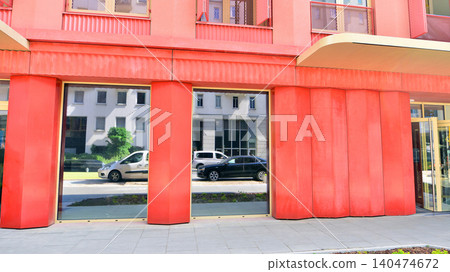 Panoramic windows of new commercial premises. Commercial property in development standard for rent. Panoramic windows of new commercial premises. Commercial property in development standard for rent. 140474672