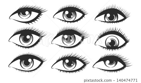 Female eye set Female eye set 140474771