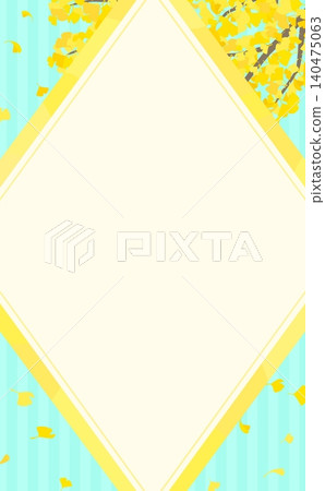 Ginkgo leaves and a yellow diamond-shaped frame (vertical) 140475063