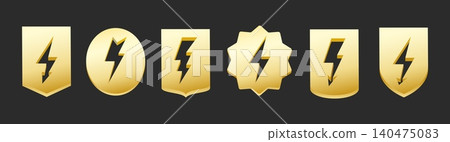 Gold metal lightning badges Gold metal lightning badges 140475083