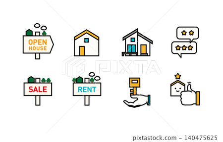 A set of icon illustrations for real estate valuation and property listings. A set of icon illustrations for real estate valuation and property listings. 140475625