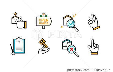 A set of icon illustrations for real estate valuation and property listings. A set of icon illustrations for real estate valuation and property listings. 140475626