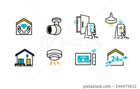家庭安全和犯罪預防/災害預防住宅圖示插圖 家庭安全和犯罪預防/災害預防住宅圖示插圖 140475632