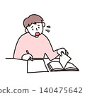 Students frantically studying on their own 140475642