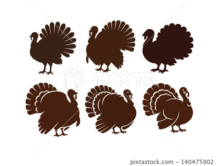 Happy thanksgiving day autumn turkey bird silhouette Happy thanksgiving day autumn turkey bird silhouette 140475802