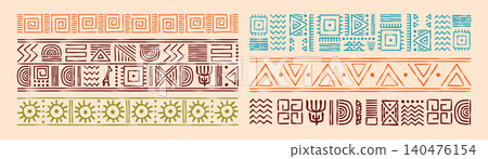African tribal patterns, mexican geometric borders African tribal patterns, mexican geometric borders 140476154