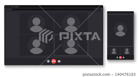 Video call interface, laptop and mobile phone Video call interface, laptop and mobile phone 140476183